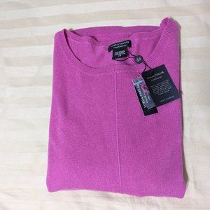 NWT Lord & Taylor Trendy Fuschia 100% cashmere SZ L